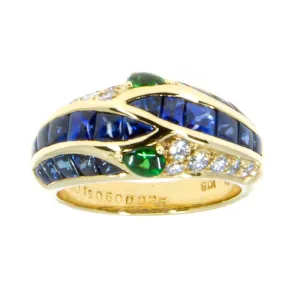 3.85ct Sapphire Tsavorite Garnet & Diamond Ring