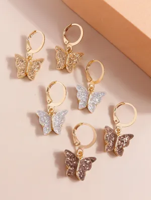 3pairs Butterfly Decor Earrings - Multicolor- FD ⚡