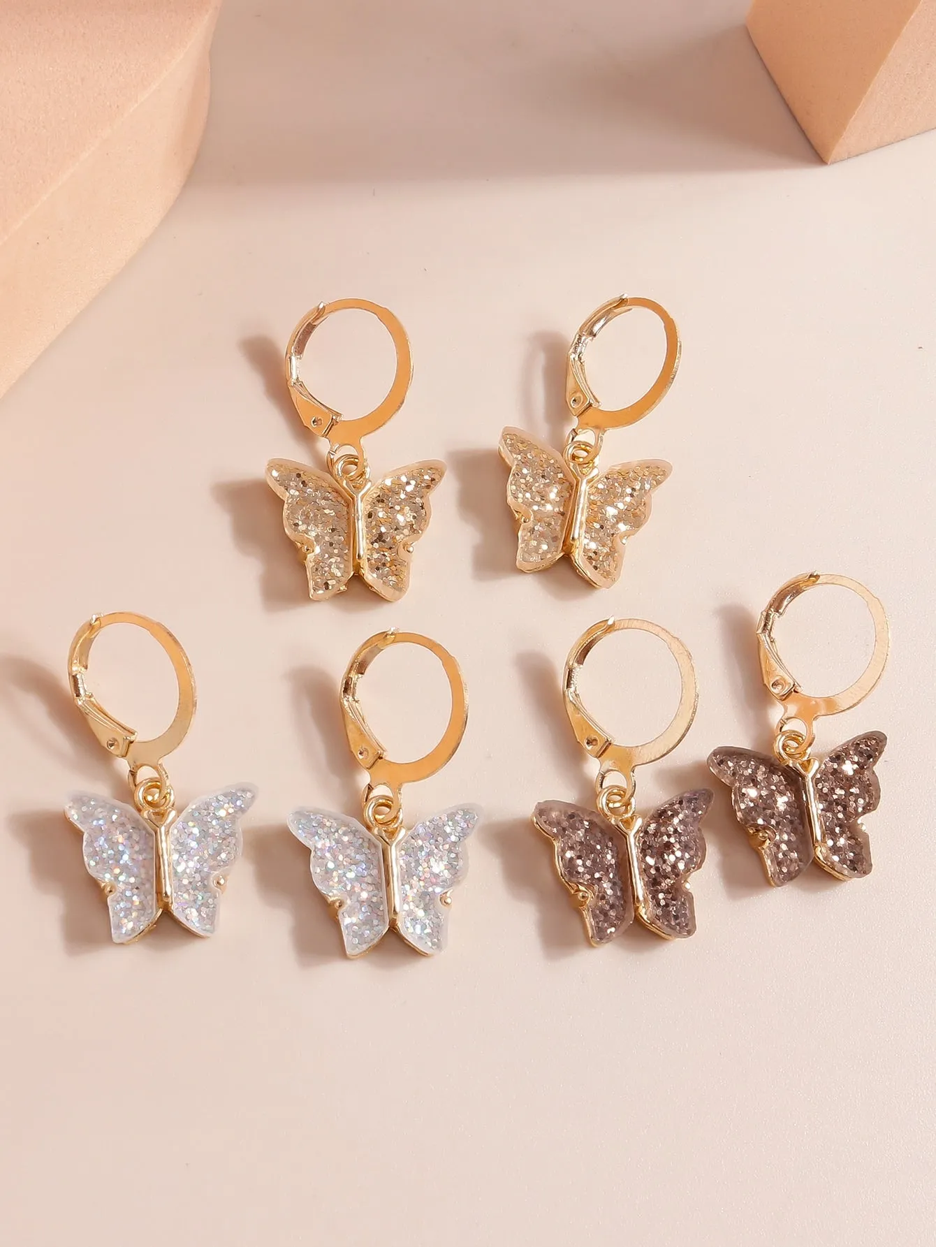 3pairs Butterfly Decor Earrings - Multicolor- FD ⚡