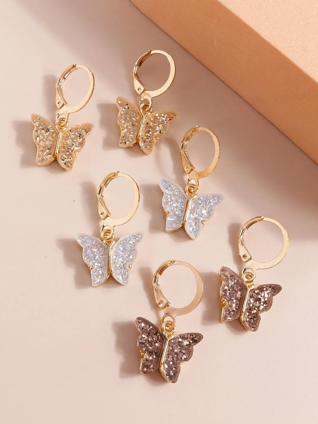 3pairs Butterfly Decor Earrings - Multicolor- FD ⚡