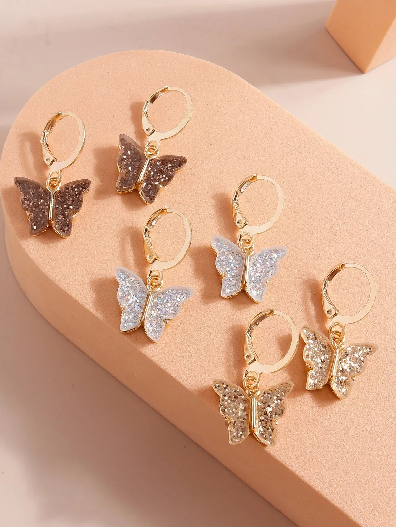 3pairs Butterfly Decor Earrings - Multicolor- FD ⚡