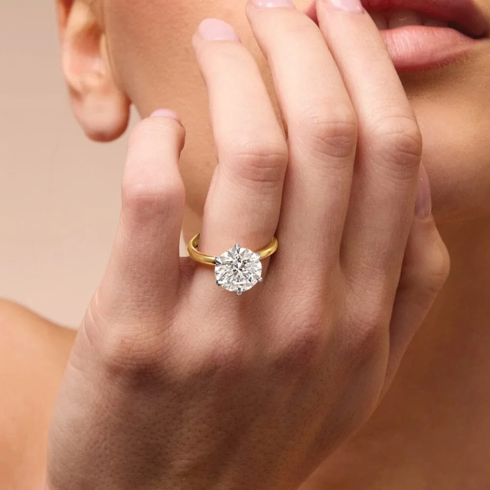 4.00ct Laboratory Grown Diamond Six Claw Solitaire Ring in 18ct Yellow Gold and 18ct White Gold