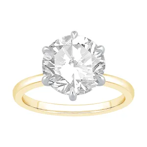 4.00ct Laboratory Grown Diamond Six Claw Solitaire Ring in 18ct Yellow Gold and 18ct White Gold
