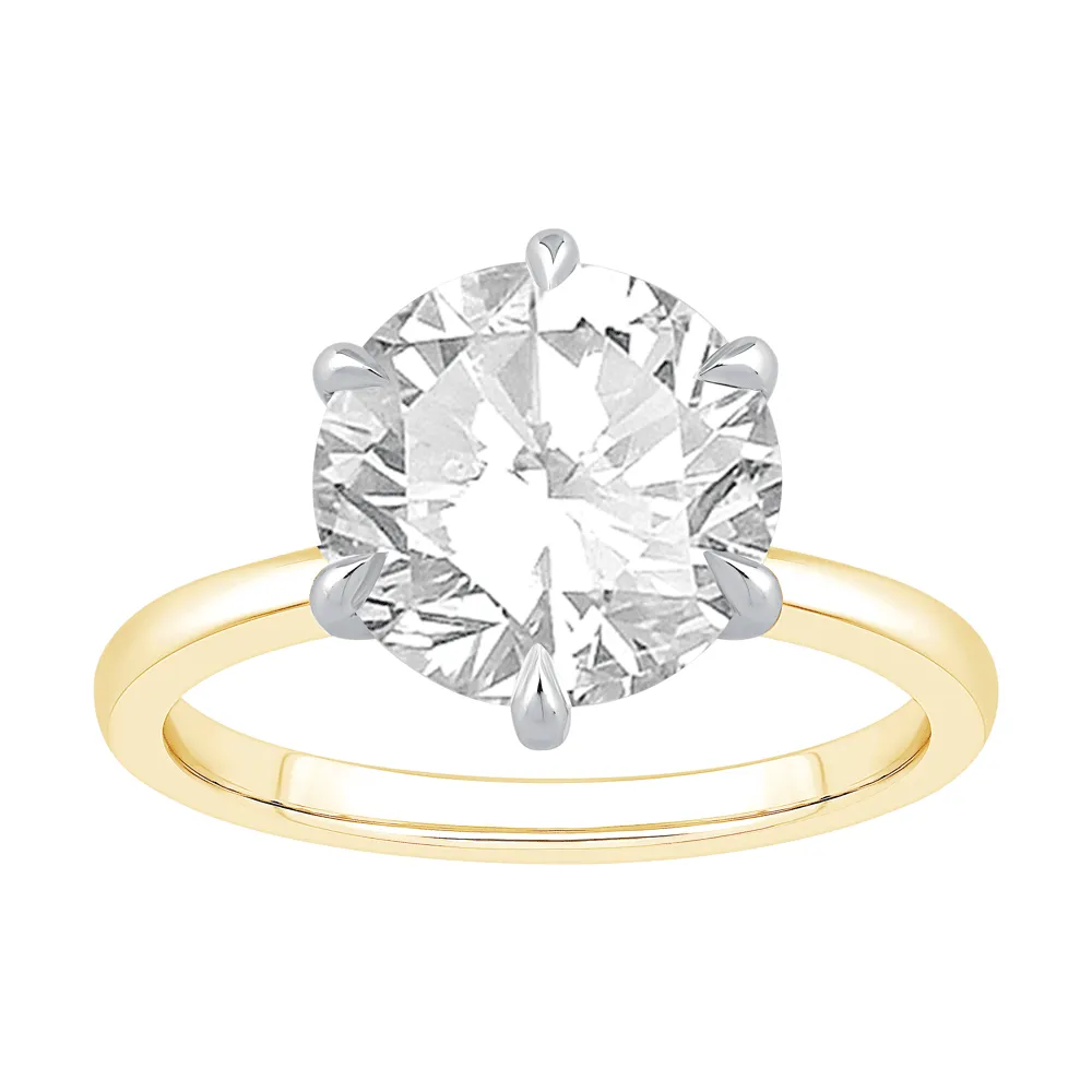 4.00ct Laboratory Grown Diamond Six Claw Solitaire Ring in 18ct Yellow Gold and 18ct White Gold