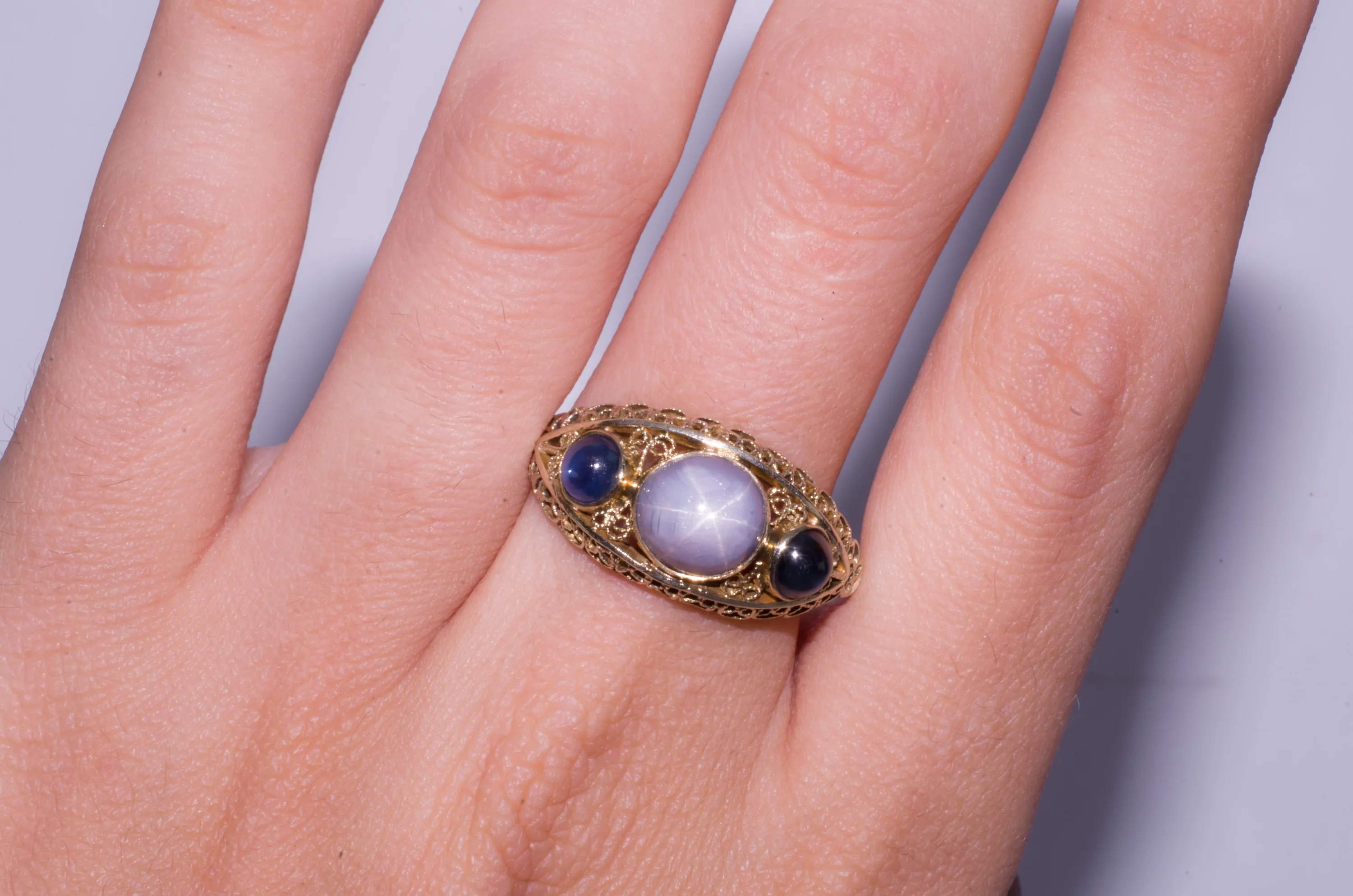 4.62CTW VINTAGE STAR SAPPHIRE CABOCHON RING