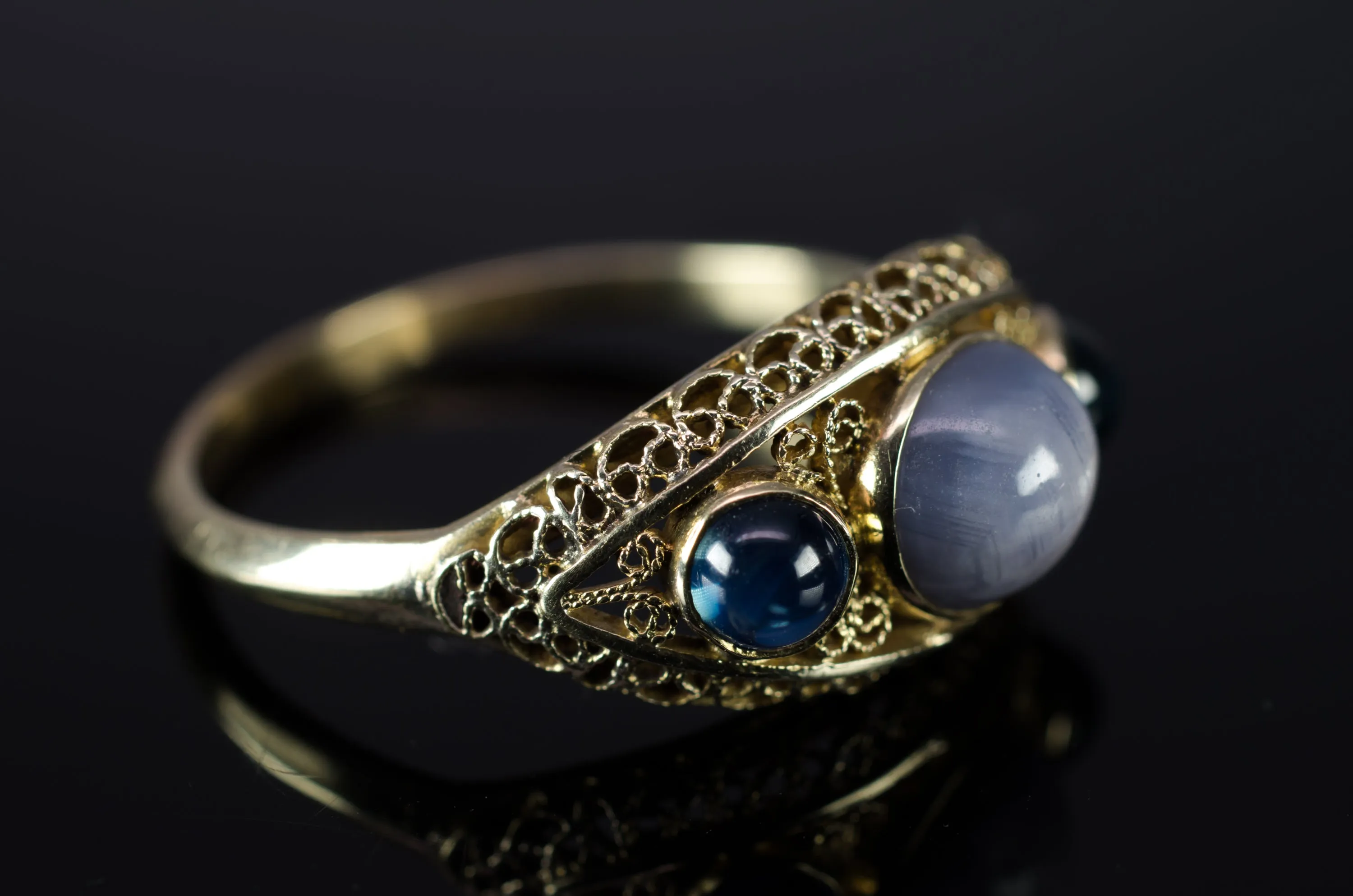 4.62CTW VINTAGE STAR SAPPHIRE CABOCHON RING