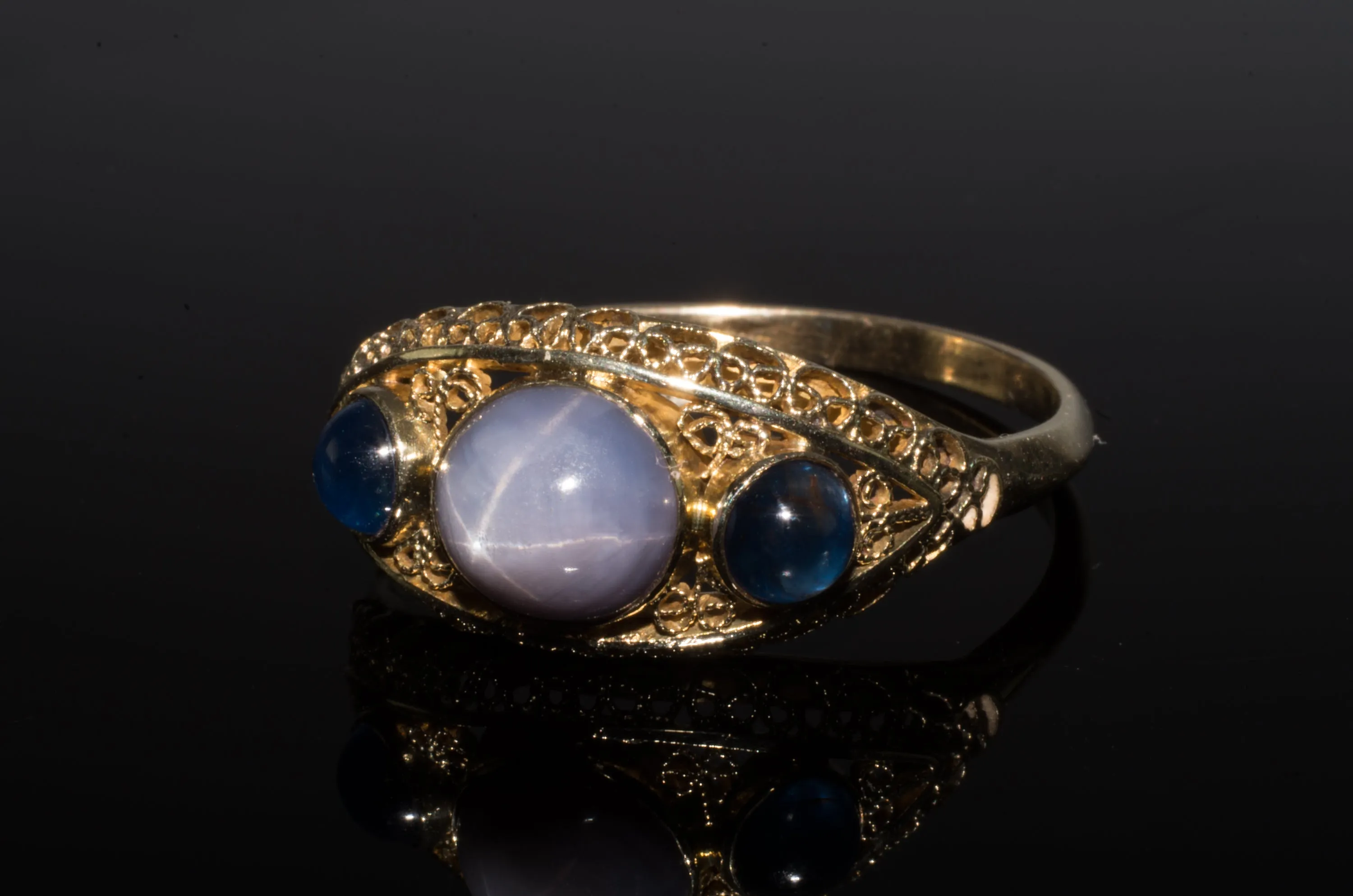 4.62CTW VINTAGE STAR SAPPHIRE CABOCHON RING
