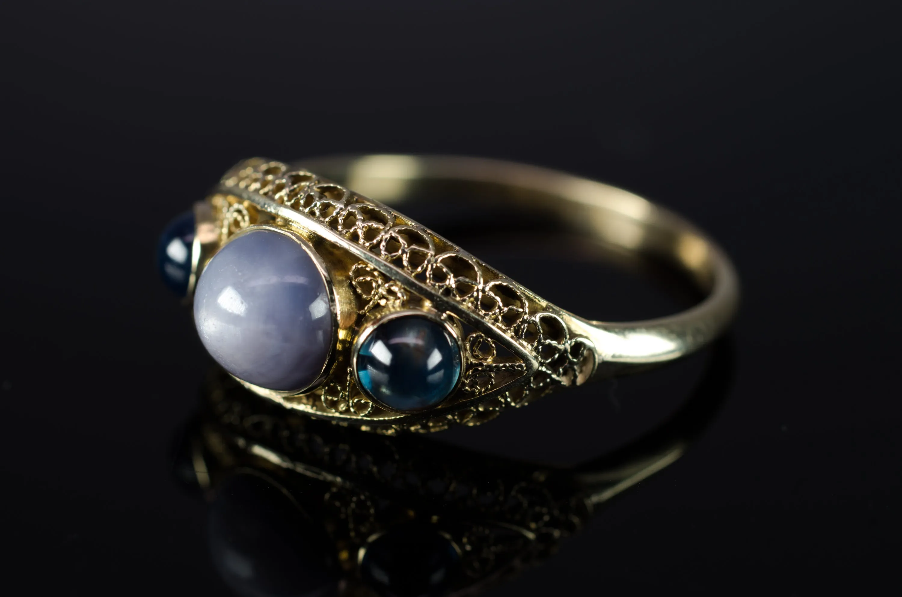 4.62CTW VINTAGE STAR SAPPHIRE CABOCHON RING