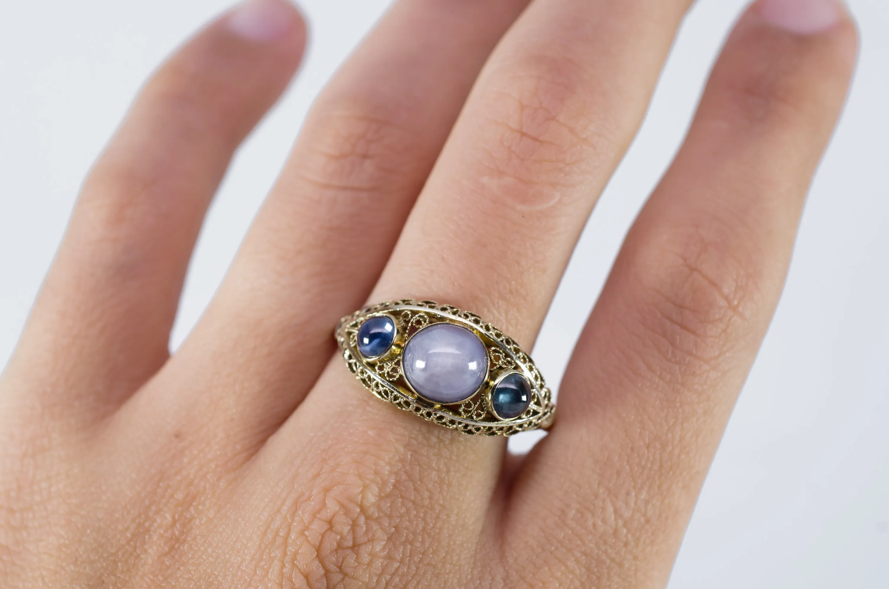 4.62CTW VINTAGE STAR SAPPHIRE CABOCHON RING