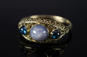 4.62CTW VINTAGE STAR SAPPHIRE CABOCHON RING