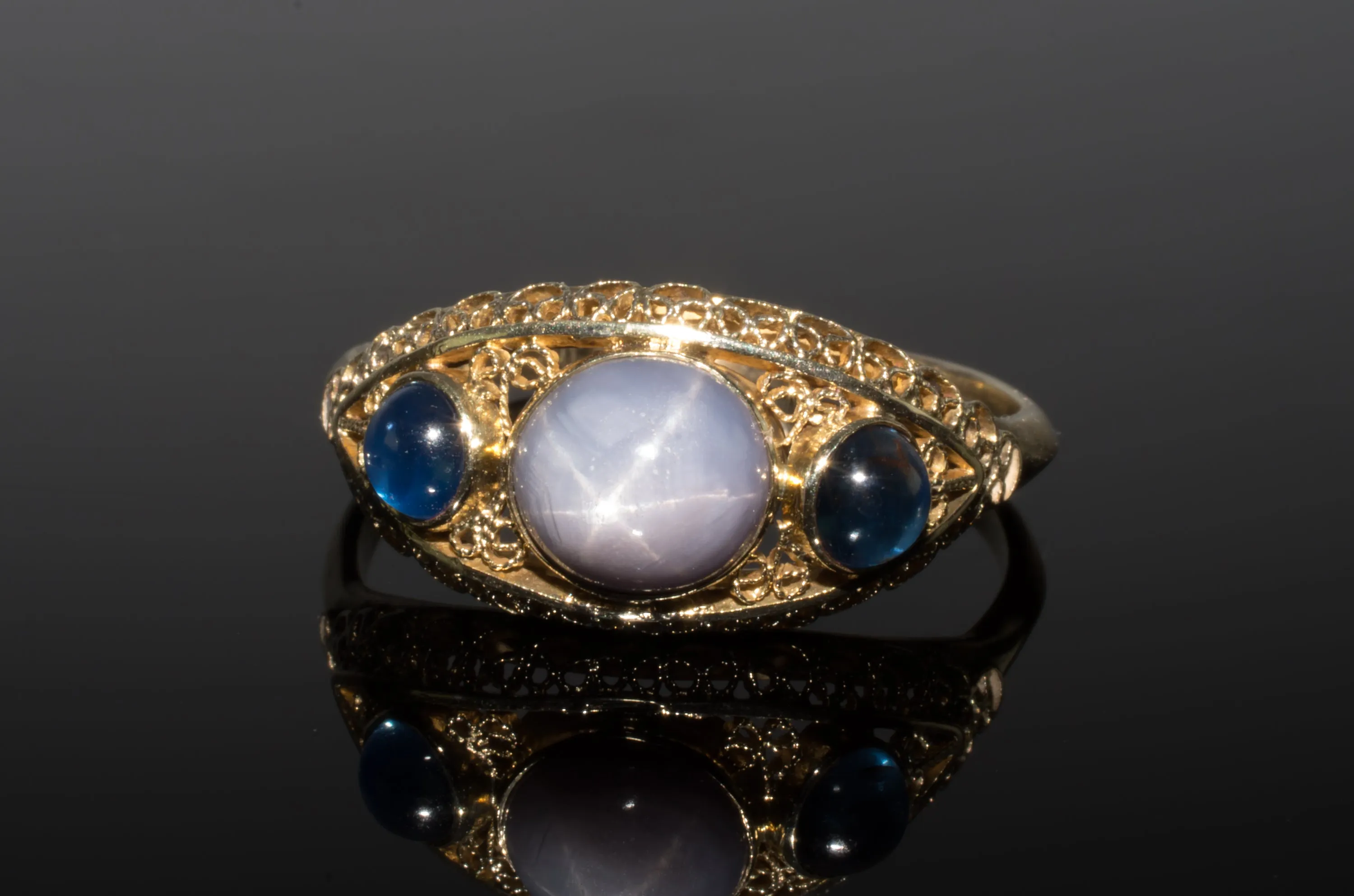 4.62CTW VINTAGE STAR SAPPHIRE CABOCHON RING