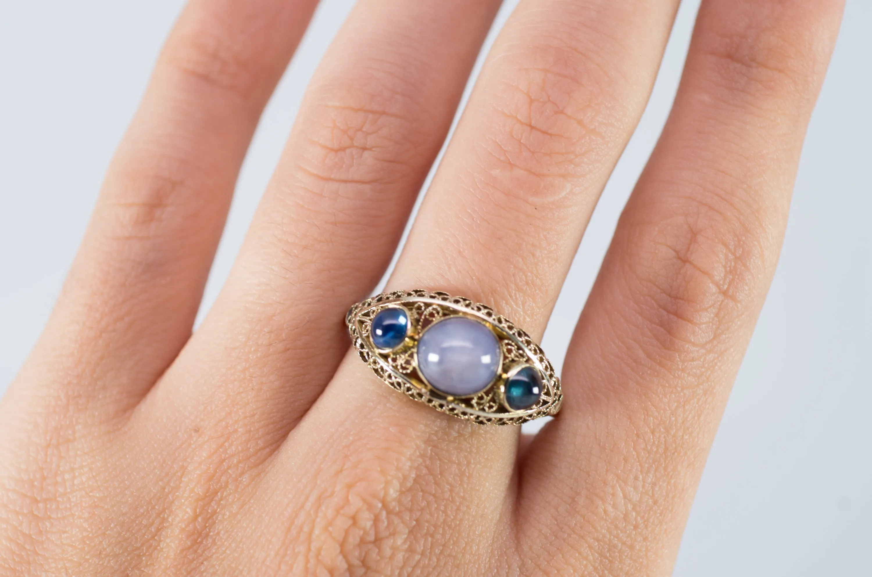 4.62CTW VINTAGE STAR SAPPHIRE CABOCHON RING