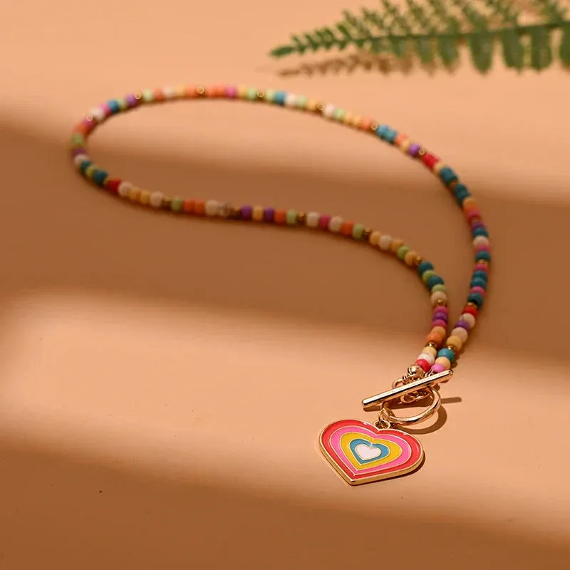 4mm Colorful Stone Choker Necklace for Women Round Evil Charm Pendant Necklace Fashion New Daily Jewelry