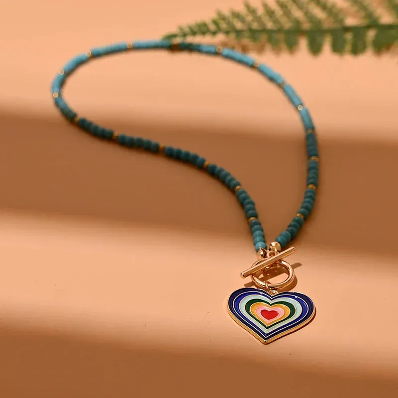 4mm Colorful Stone Choker Necklace for Women Round Evil Charm Pendant Necklace Fashion New Daily Jewelry