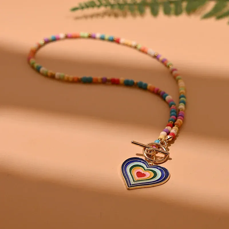 4mm Colorful Stone Choker Necklace for Women Round Evil Charm Pendant Necklace Fashion New Daily Jewelry