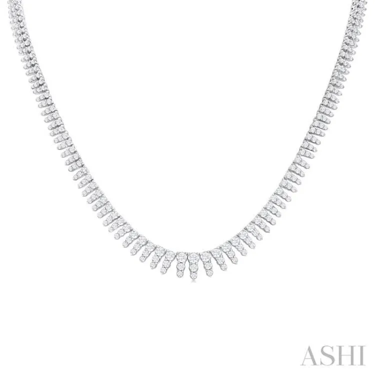 5 ctw Graduated Round Cut Waterfall Diamond Necklace in 14K White Gold