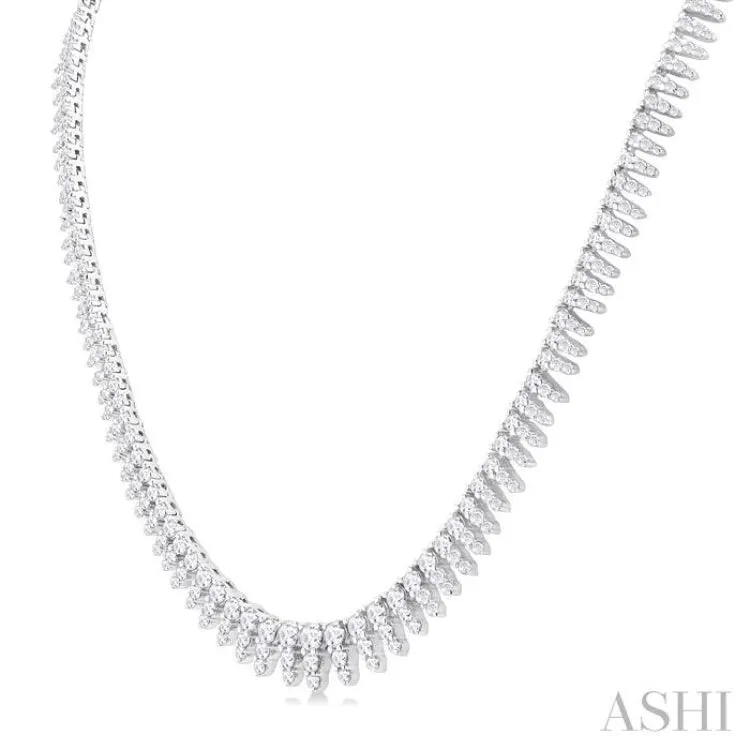 5 ctw Graduated Round Cut Waterfall Diamond Necklace in 14K White Gold