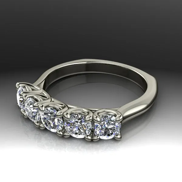 5 Stone Wedding Band w Lab Grown Diamonds