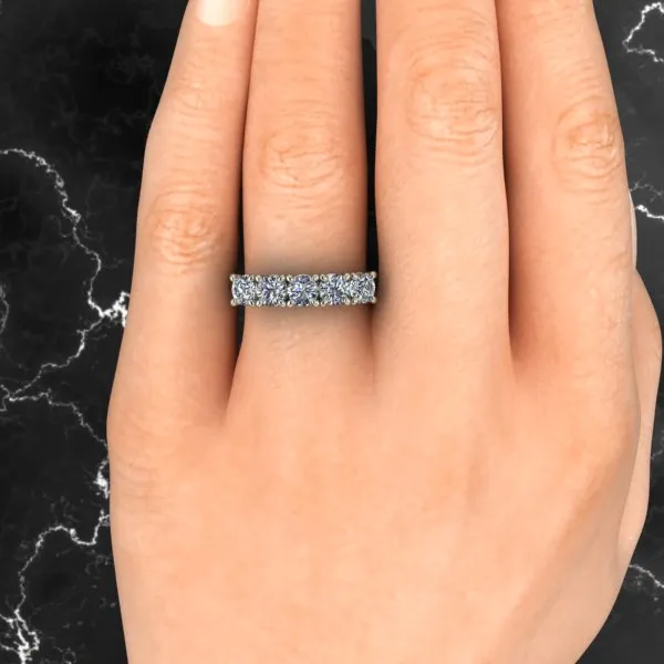 5 Stone Wedding Band w Lab Grown Diamonds