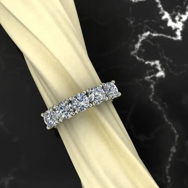 5 Stone Wedding Band w Lab Grown Diamonds