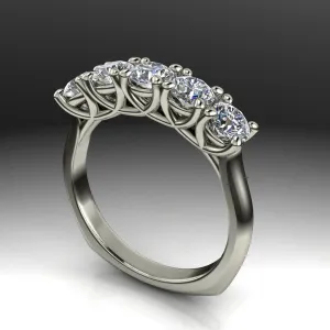 5 Stone Wedding Band w Lab Grown Diamonds