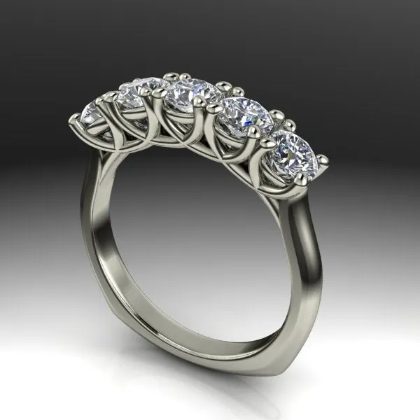 5 Stone Wedding Band w Lab Grown Diamonds
