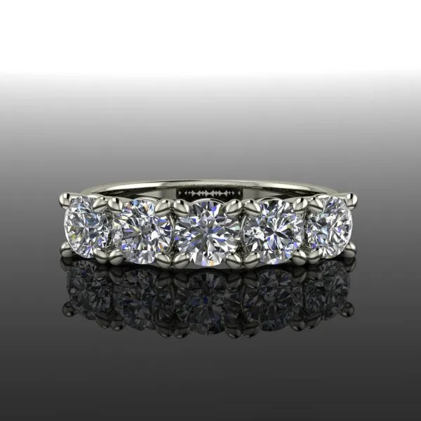 5 Stone Wedding Band w Lab Grown Diamonds