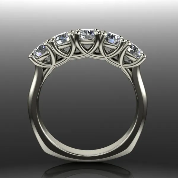 5 Stone Wedding Band w Lab Grown Diamonds