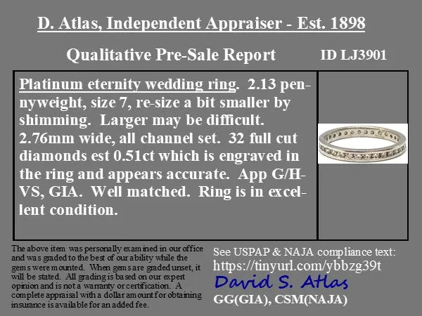 .51ctw Vintage Round Cut Diamond Channel Set Eternity Band