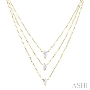 5/8 ctw Triple Pear Cut Diamond Layered Necklace in 14K Yellow Gold