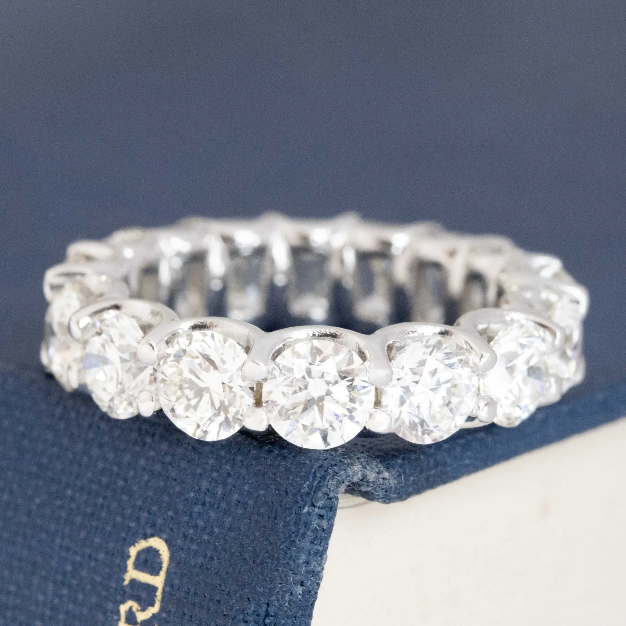 6.40ctw Emerald & Round Cut Diamond Eternity Band