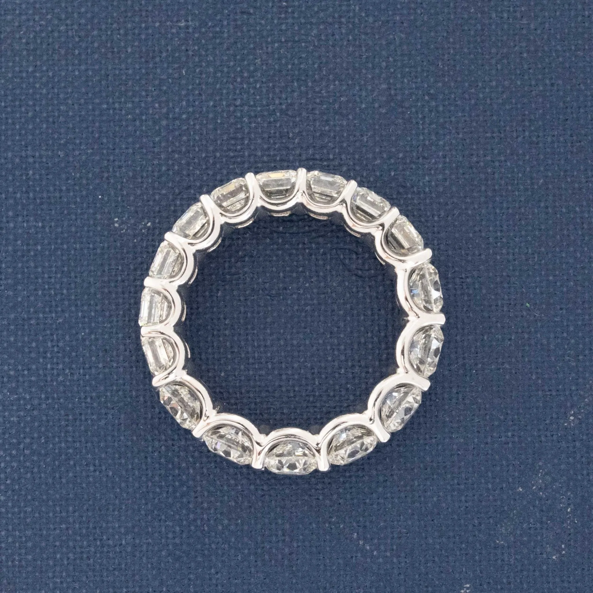 6.40ctw Emerald & Round Cut Diamond Eternity Band