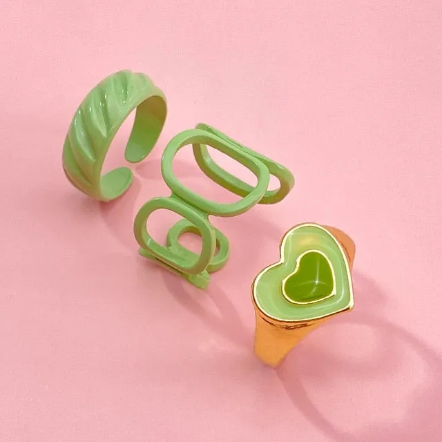 7pcs Fashion Punk joint Ring Set Geometric Twist Minimalist Jewelry Metal circular Golden Ring for Women. Street Dance Accessory.