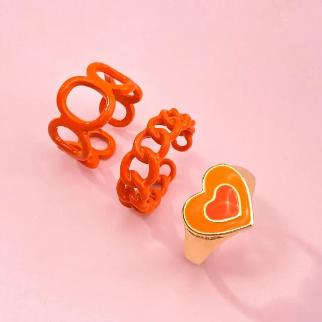 7pcs Fashion Punk joint Ring Set Geometric Twist Minimalist Jewelry Metal circular Golden Ring for Women. Street Dance Accessory.