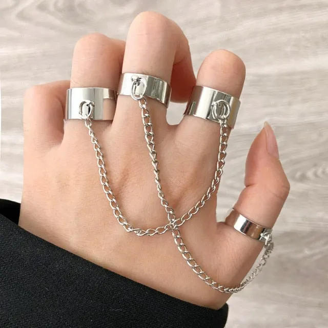 7pcs Fashion Punk joint Ring Set Geometric Twist Minimalist Jewelry Metal circular Golden Ring for Women. Street Dance Accessory.