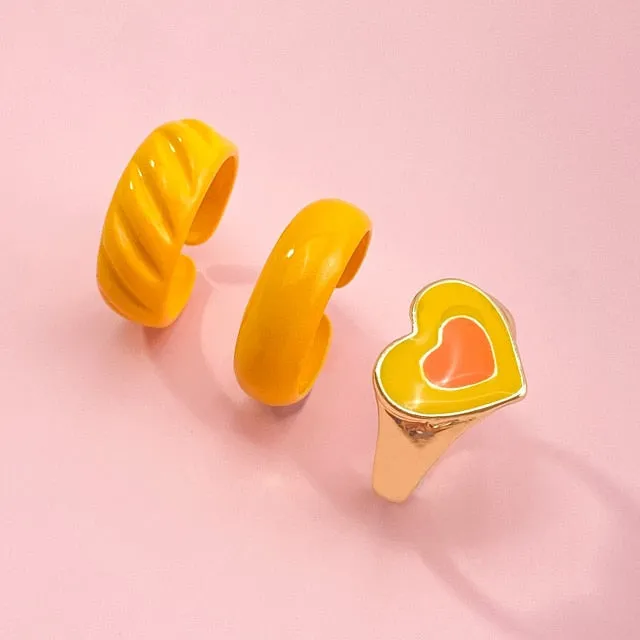 7pcs Fashion Punk joint Ring Set Geometric Twist Minimalist Jewelry Metal circular Golden Ring for Women. Street Dance Accessory.