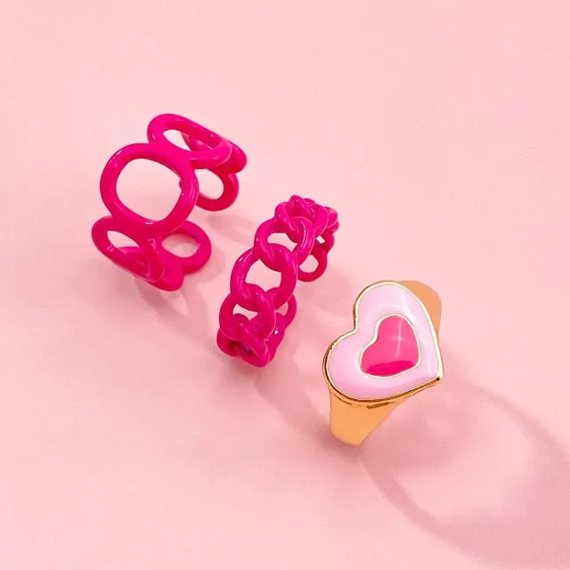 7pcs Fashion Punk joint Ring Set Geometric Twist Minimalist Jewelry Metal circular Golden Ring for Women. Street Dance Accessory.