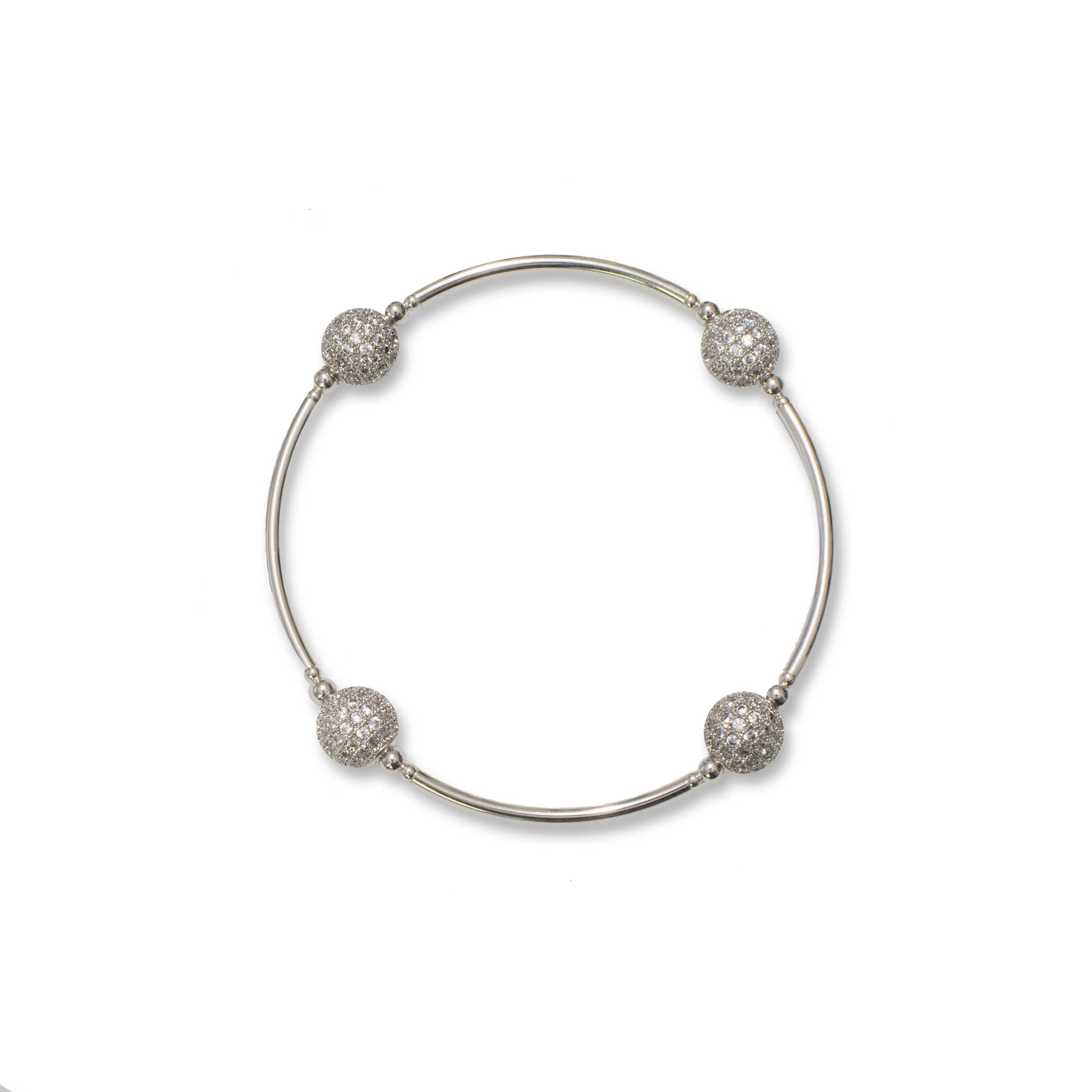 8mm Crystal Pave Blessing Bracelet in Sterling Silver: S