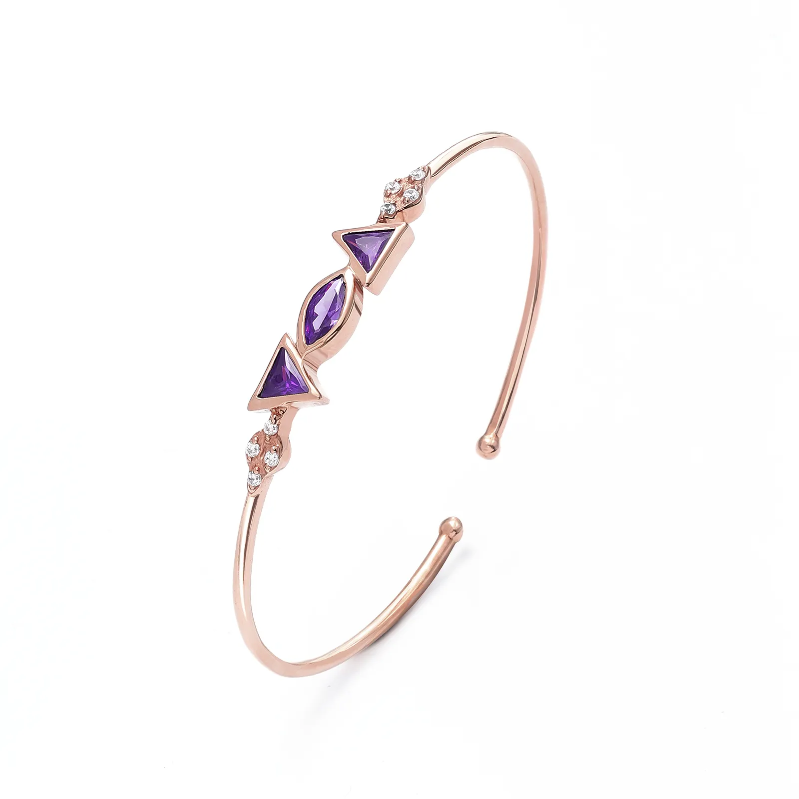 925 Sterling Silver Radiant Rose Gold Bracelet with Blue Sapphire