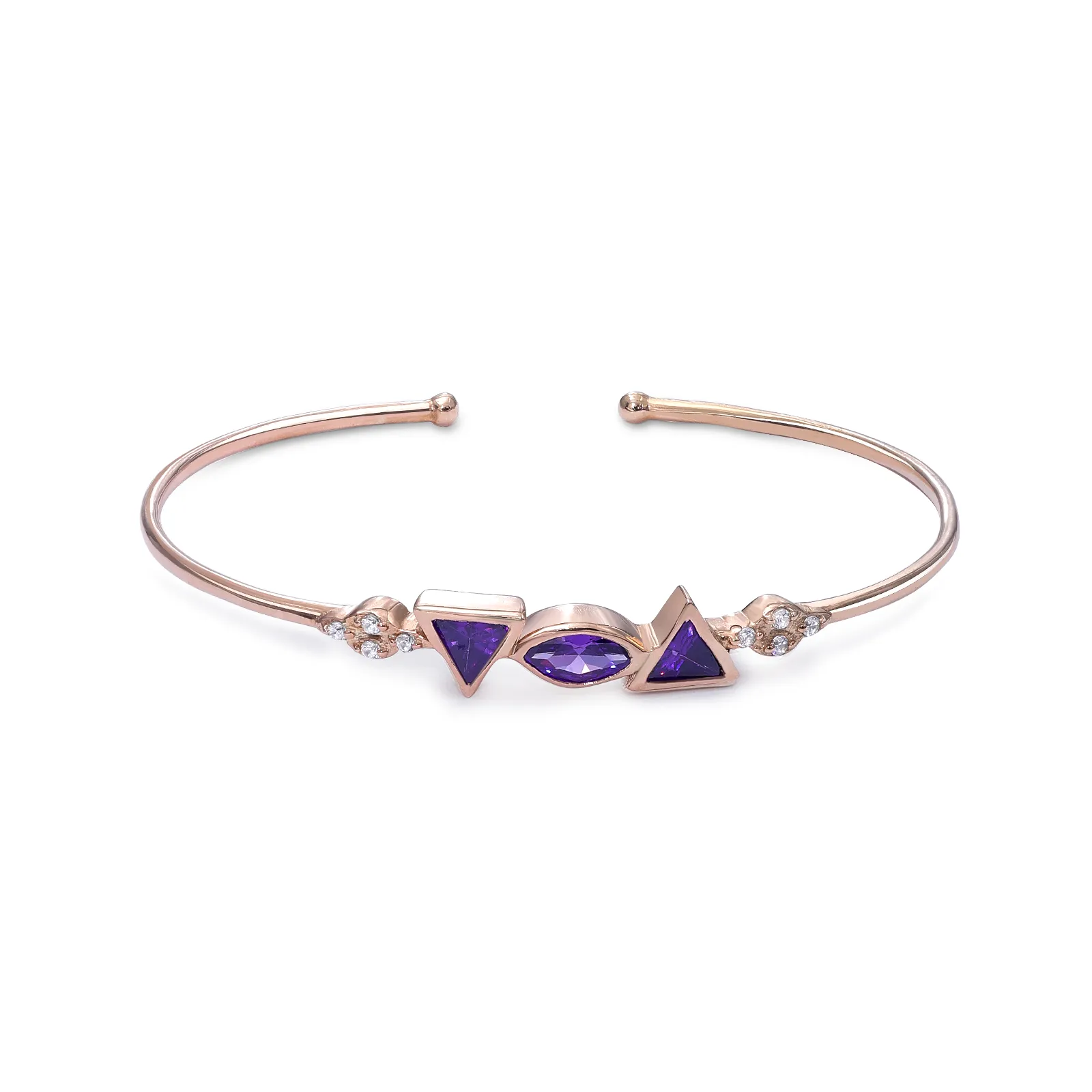 925 Sterling Silver Radiant Rose Gold Bracelet with Blue Sapphire