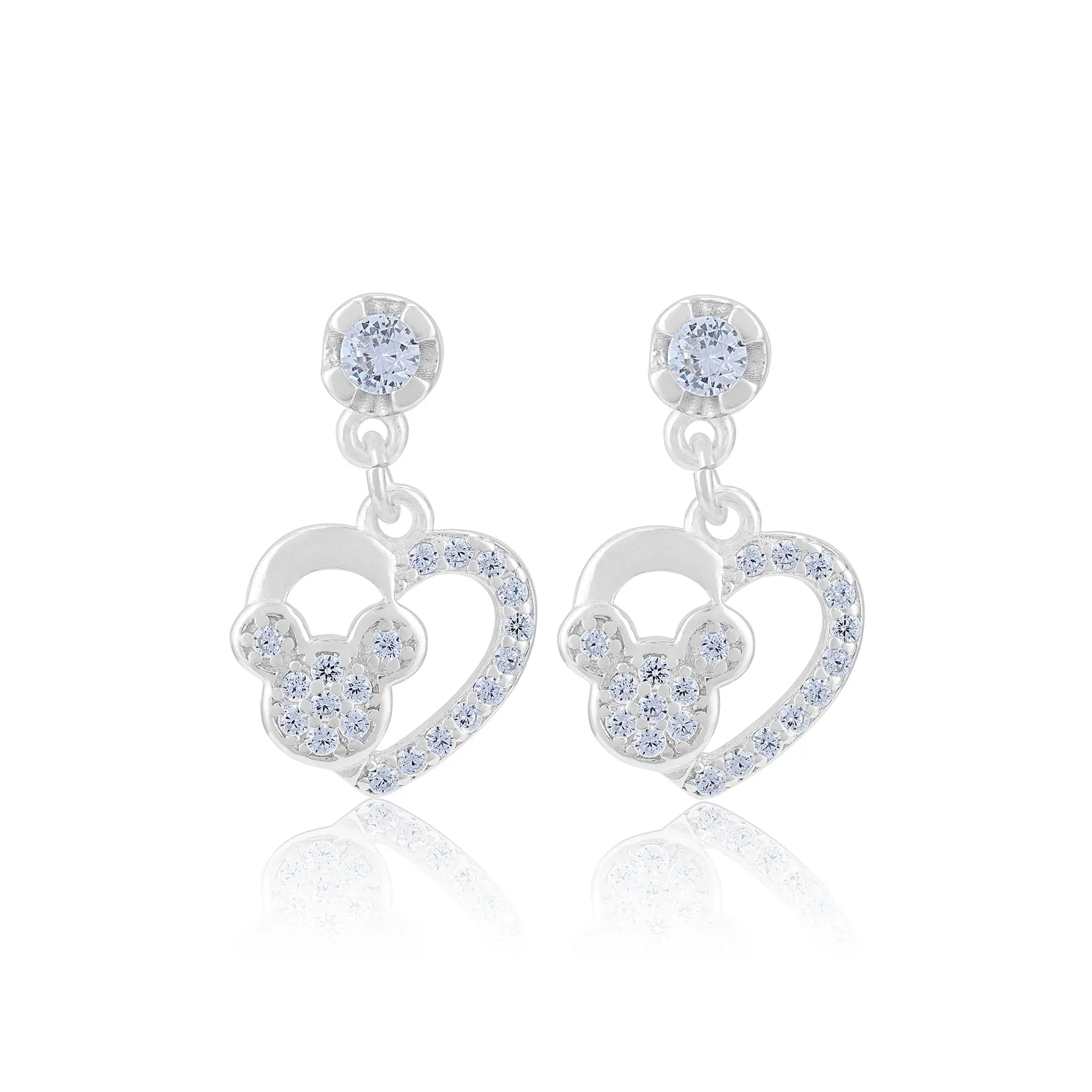 925 Sterling Silver Twinkle Teddy Rhodium Plated Earrings For Women