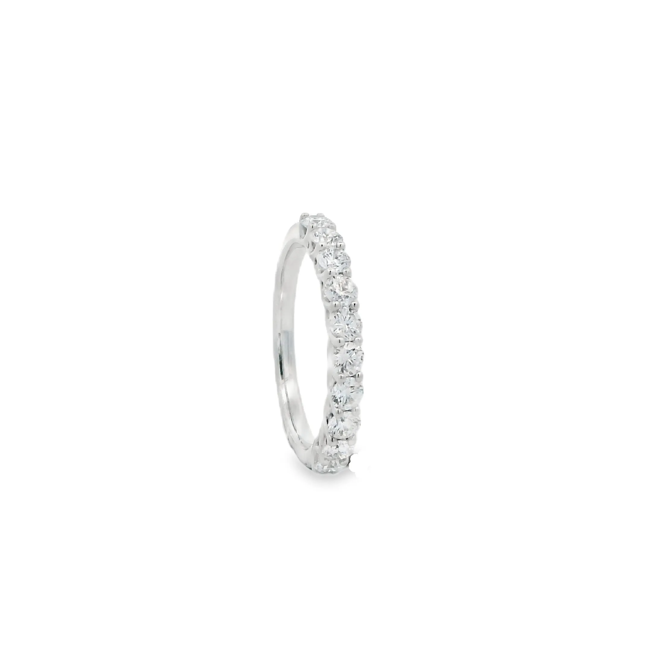9ct White Gold Round Lab Grown Diamond Claw Set Eternity Wedding Band TDW= 0.85ct