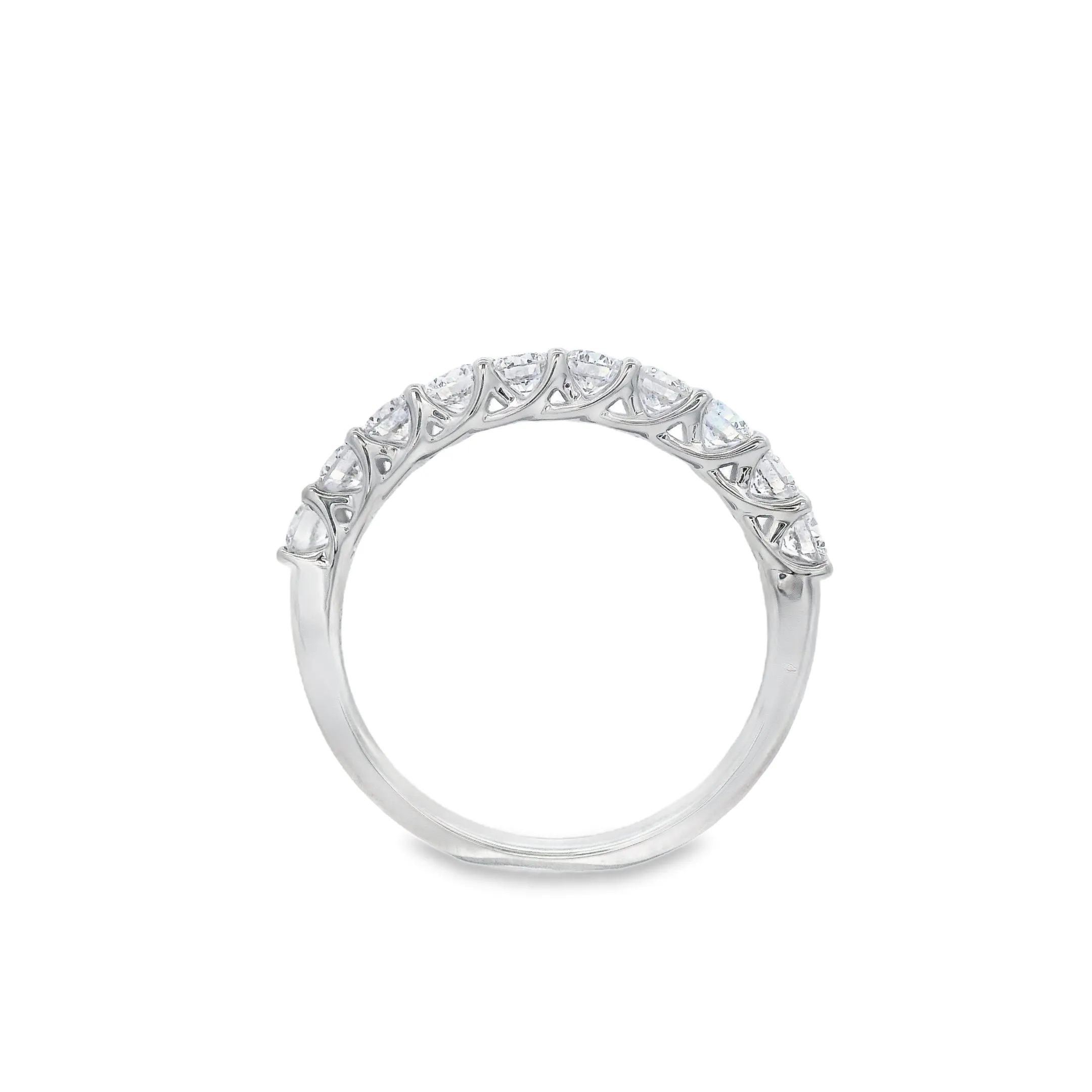 9ct White Gold Round Lab Grown Diamond Claw Set Eternity Wedding Band TDW= 0.85ct
