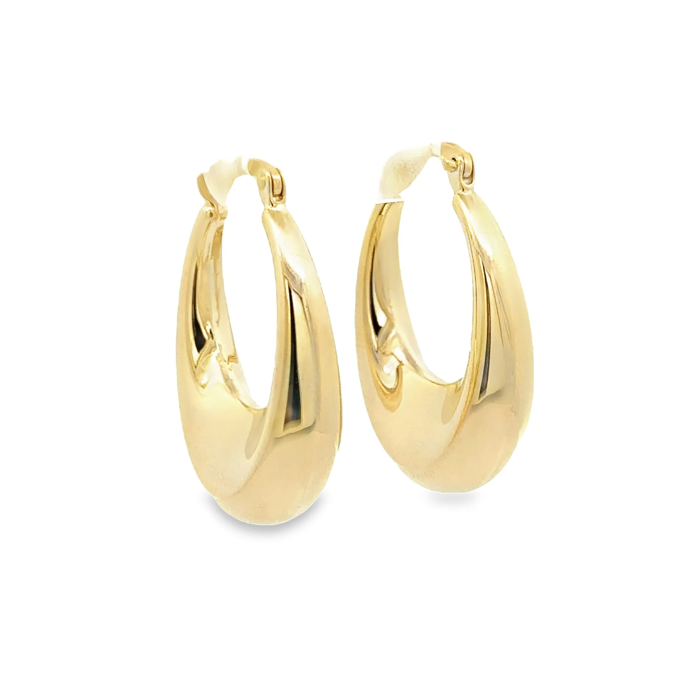 9ct Yellow Gold Long Tapered Hoop Earrings GEAR303