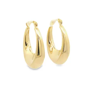 9ct Yellow Gold Long Tapered Hoop Earrings GEAR303
