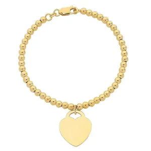 9ct Yellow Gold Silver Infused Bracelet with Heart Charm
