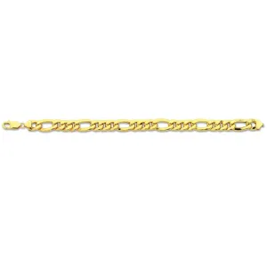 9ct Yellow Gold Silver Infused Figaro Bracelet 21cm