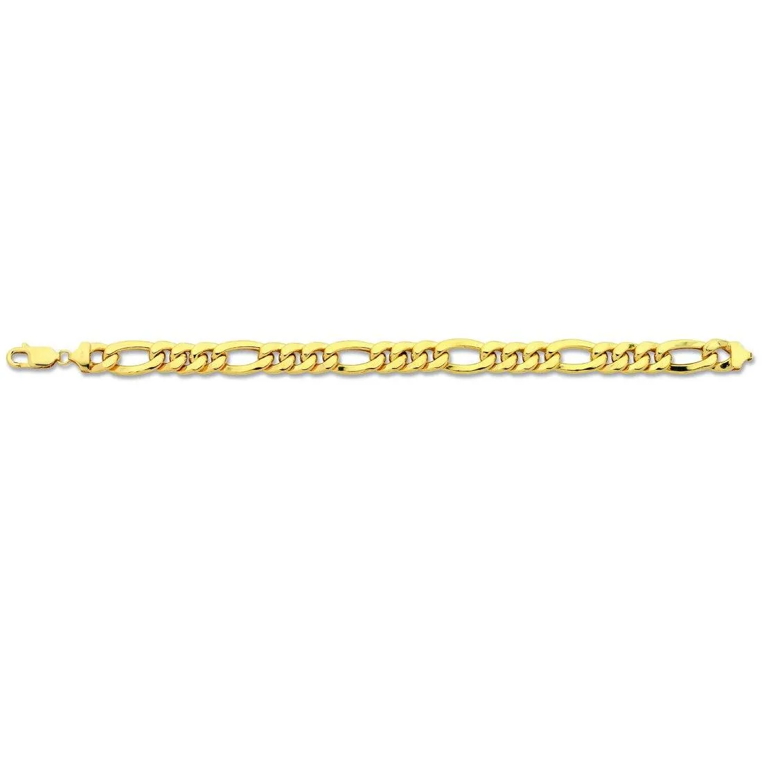 9ct Yellow Gold Silver Infused Figaro Bracelet 21cm