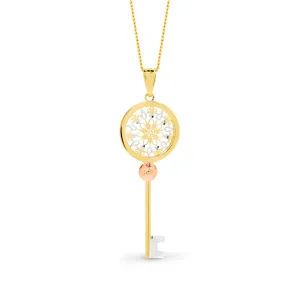 9ct Yellow, White and Rose Gold Tri-Tone Key Pendant GPEN337