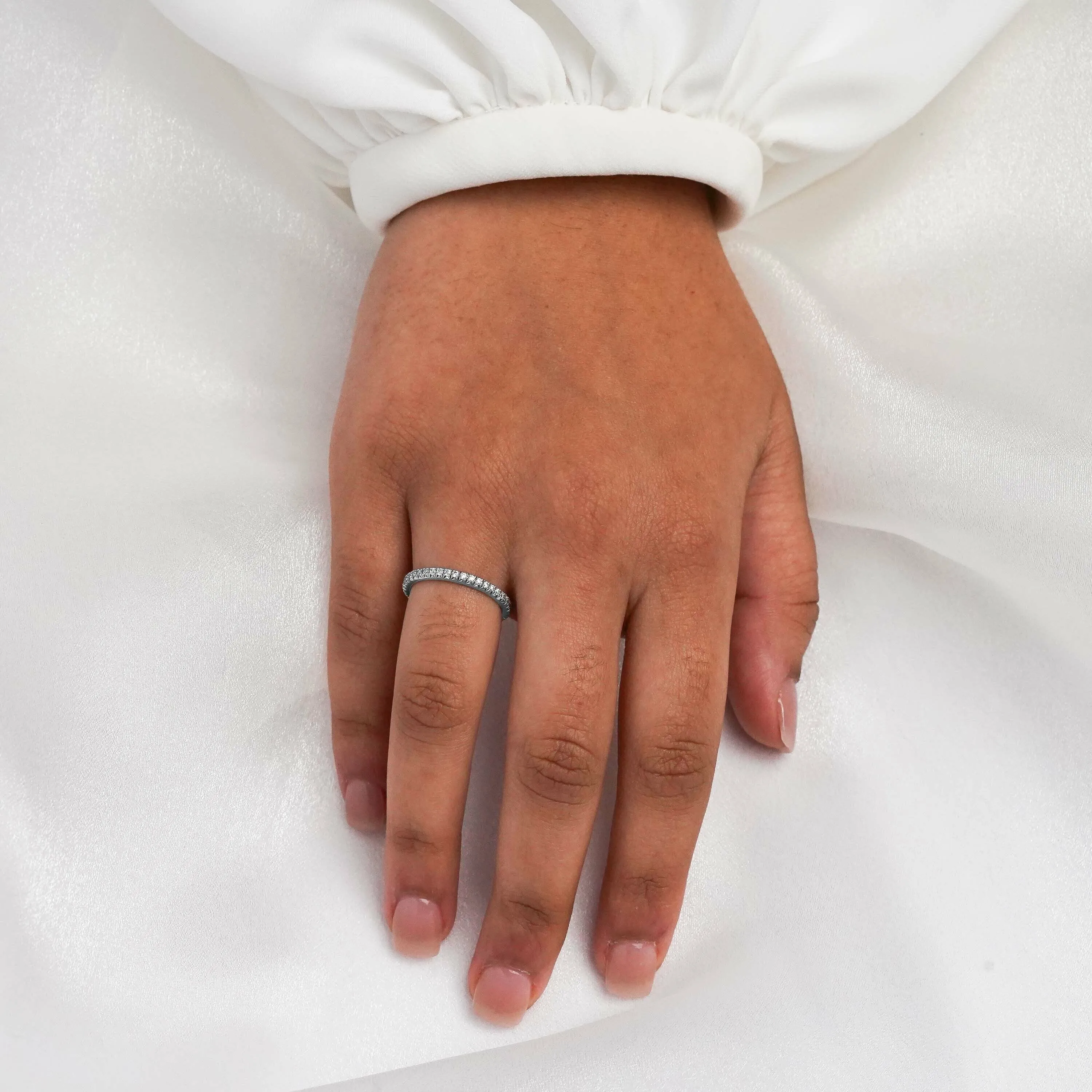 ADRIANA | French Pavé Diamond Ring in Platinum (0.42ct tw.)